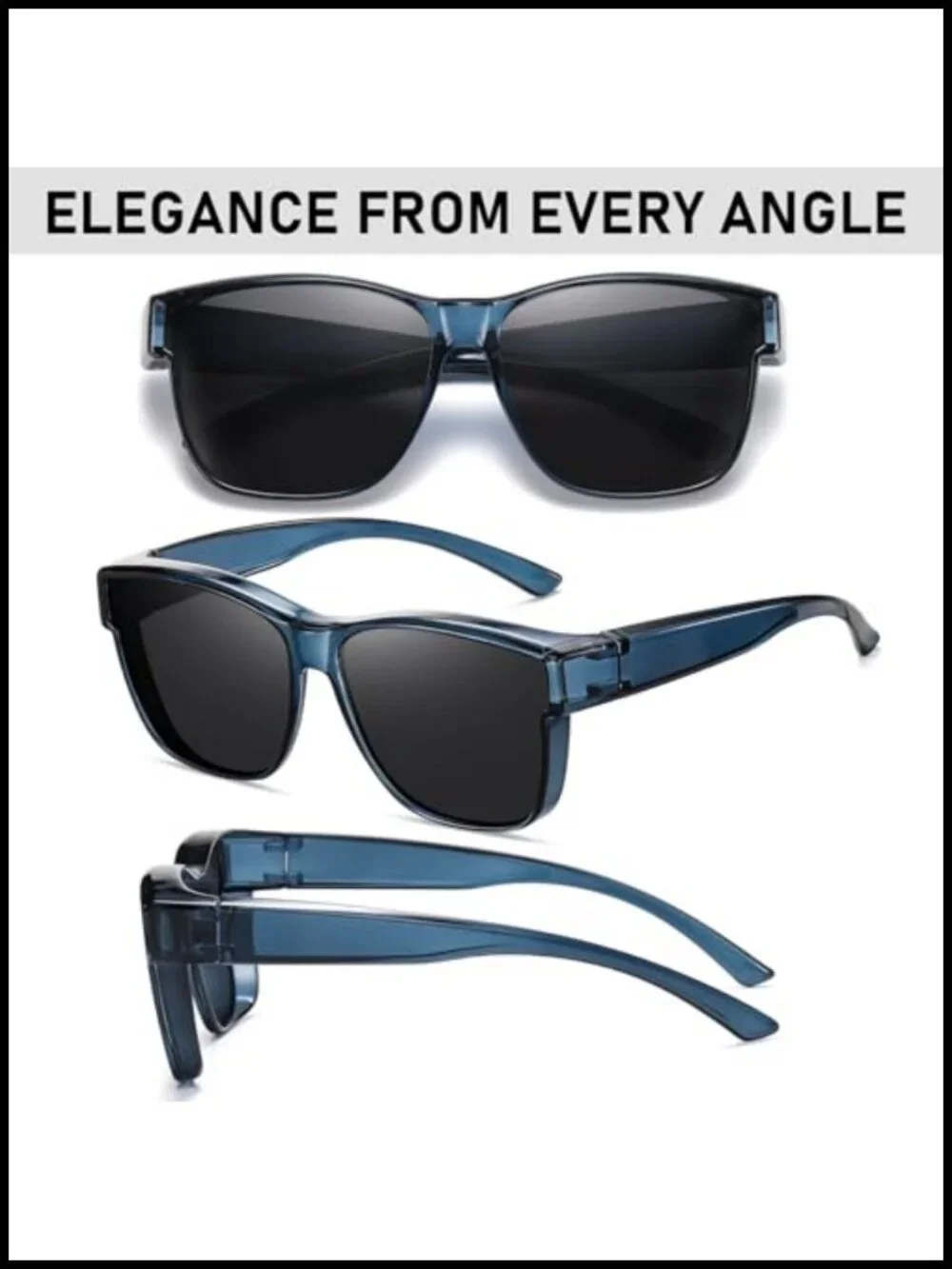 Polarized Fit Over Sunglasses Oversized Square UV400 Protection TR90 Frame